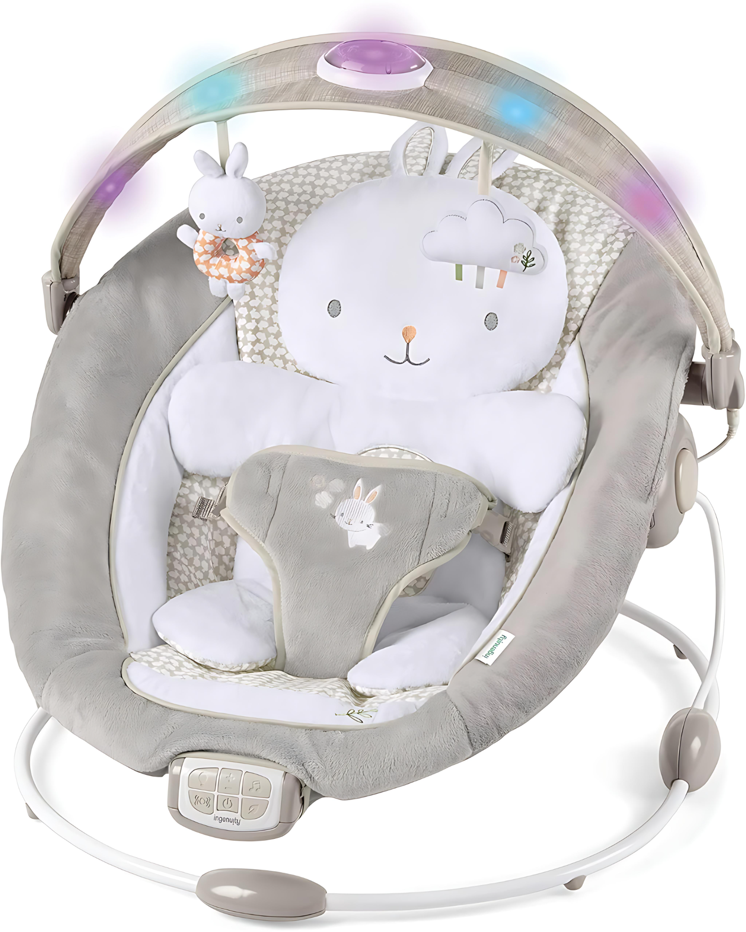 Ingenuity InLighten Twinkle Tails Bouncer – Lights, Sounds & Cozy Support