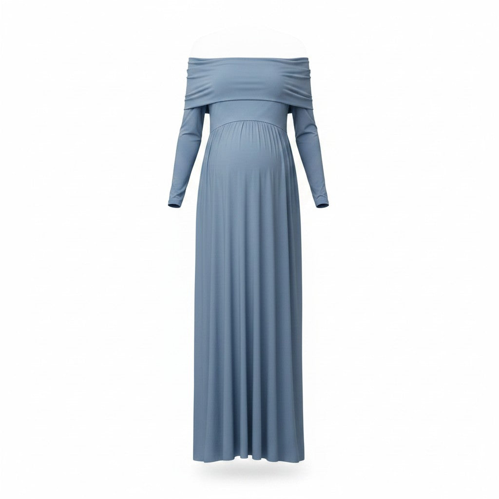 The Tiered Elegance Dress – Maternity Maxi | Off-Shoulder | Soft Flow