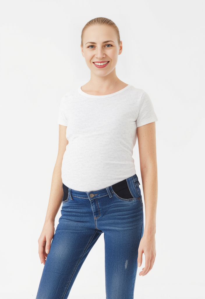 Thyme Blue Denim Maternity Jeans – Full Panel Comfort & Stretch
